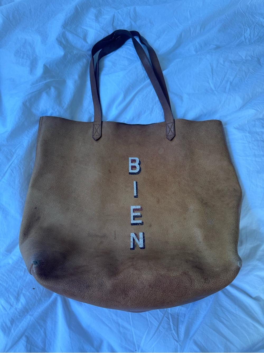 BIEN Madewell brown pebbled leather tote bag $198 retail